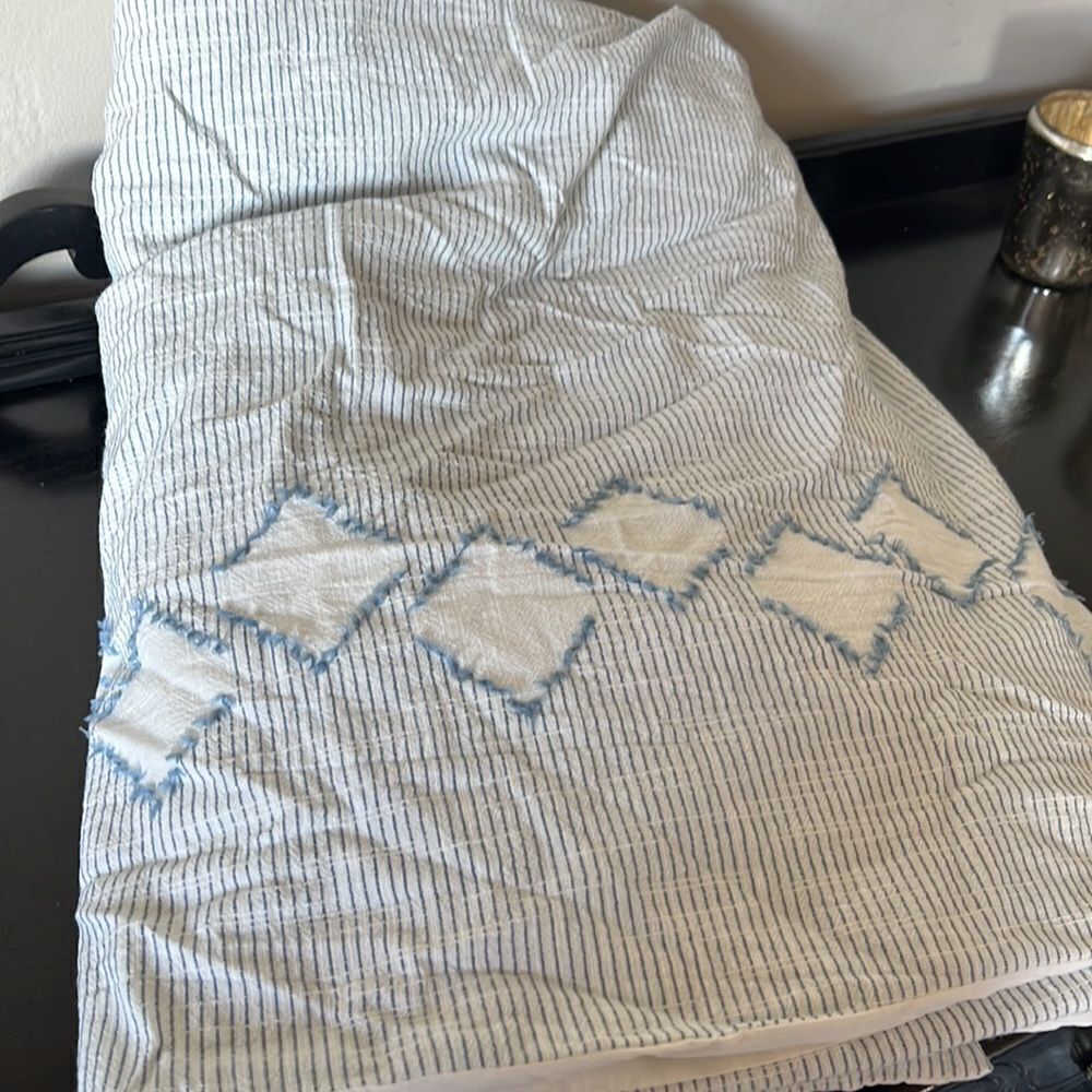 Pottery Barn Teen Plant Dyed Diamond Trim Duvet Cover and sham - Picture 2 of 11